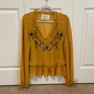 Yellow Boho Long-Sleeve Blouse